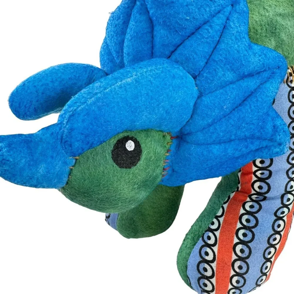 Handmade Hand Woven, Hand Dyed Two Dinosaurs Stuffed Animal Plush Toy Kids Room